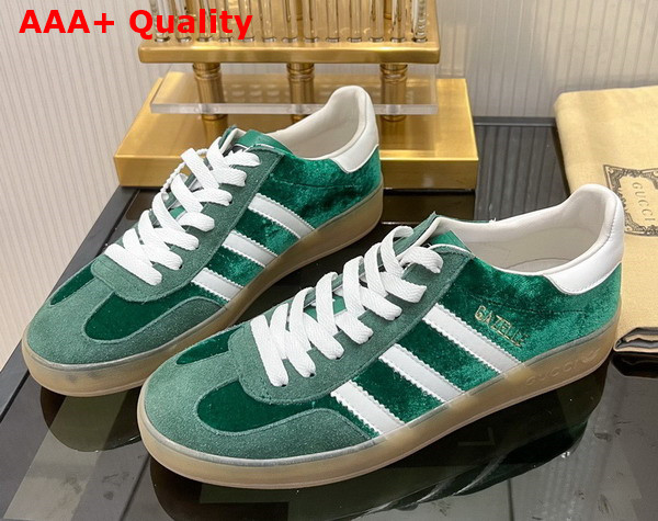 Adidas x Gucci Mens Gazelle Sneaker in Green Velvet 707848 Replica