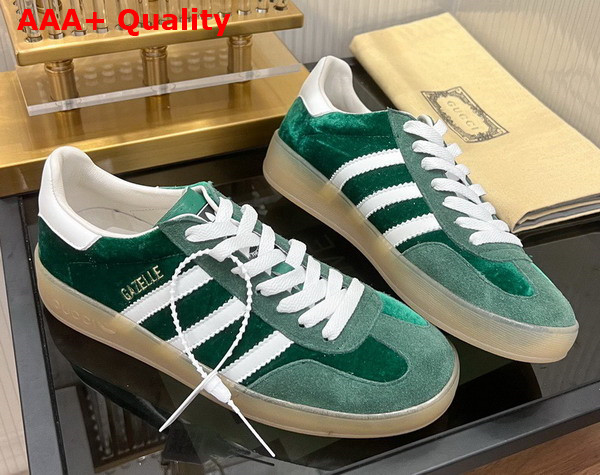 Adidas x Gucci Mens Gazelle Sneaker in Green Velvet 707848 Replica