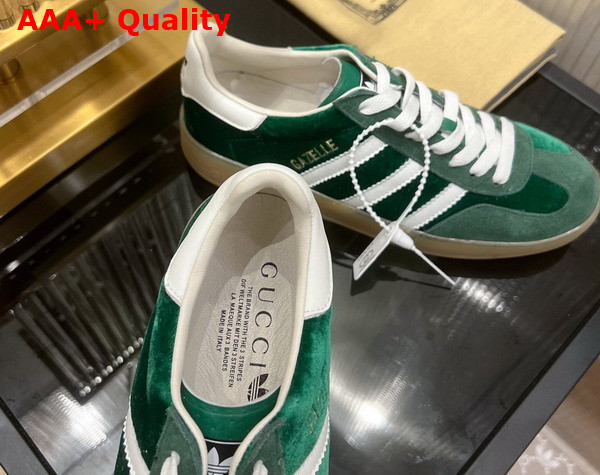 Adidas x Gucci Mens Gazelle Sneaker in Green Velvet 707848 Replica