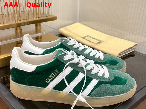 Adidas x Gucci Mens Gazelle Sneaker in Green Velvet 707848 Replica