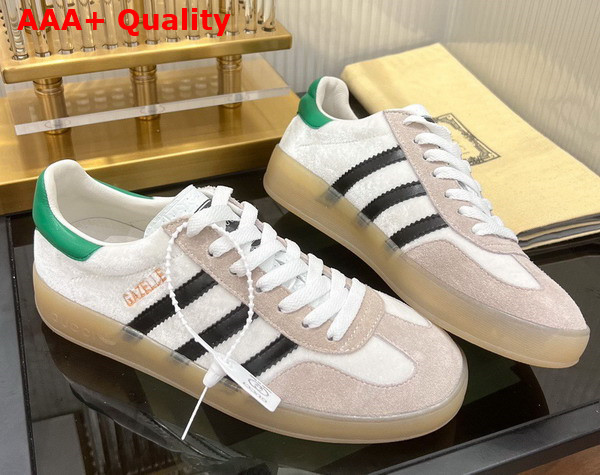 Adidas x Gucci Mens Gazelle Sneaker in White Velvet 707848 Replica