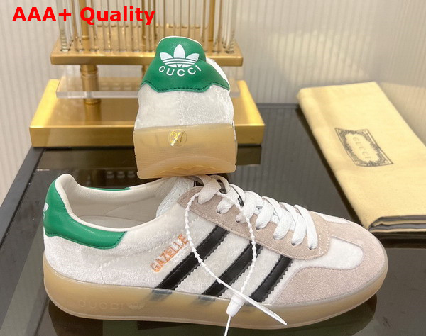 Adidas x Gucci Mens Gazelle Sneaker in White Velvet 707848 Replica