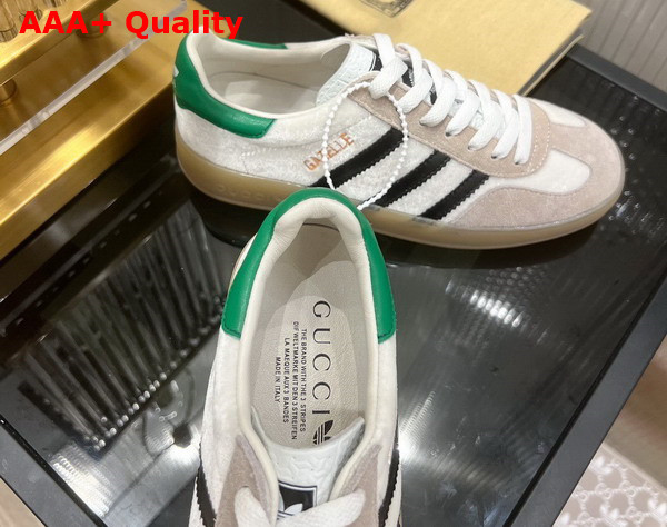 Adidas x Gucci Mens Gazelle Sneaker in White Velvet 707848 Replica