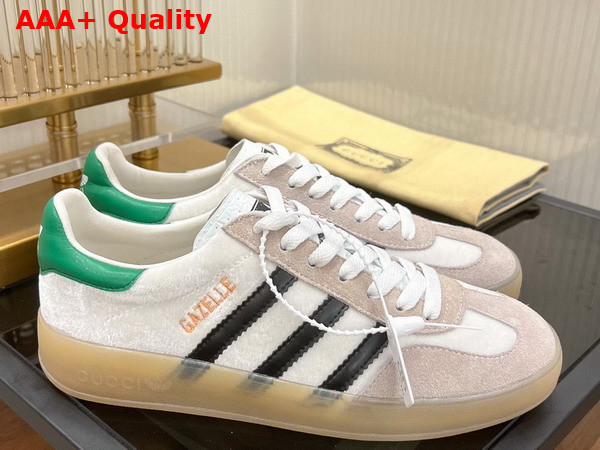 Adidas x Gucci Mens Gazelle Sneaker in White Velvet 707848 Replica