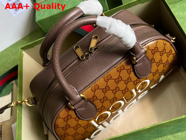 Adidas x Gucci Mini Duffle Bag Beige and Brown GG Crystal Canvas 702397 Replica