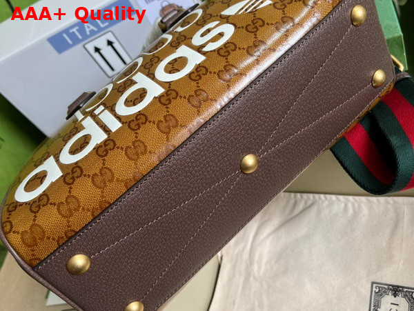 Adidas x Gucci Mini Duffle Bag Beige and Brown GG Crystal Canvas 702397 Replica