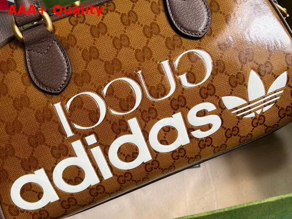 Adidas x Gucci Mini Duffle Bag Beige and Brown GG Crystal Canvas 702397 Replica