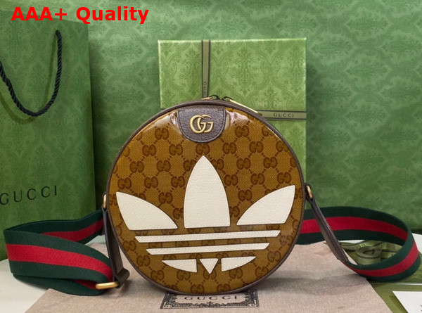 Adidas x Gucci Ophidia Small Shoulder Bag in Beige and Brown GG Crystal Canvas 702640 Replica