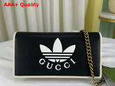 Adidas x Gucci Wallet With Chain Black Leather 621892 Replica