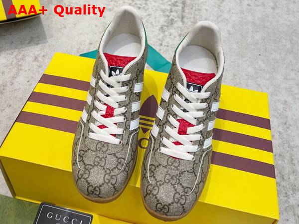 Adidas x Gucci Wedge Gazelle Sneaker in Beige and ebony GG Supreme Canvas 725655 Replica