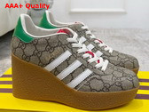 Adidas x Gucci Wedge Gazelle Sneaker in Beige and ebony GG Supreme Canvas 725655 Replica