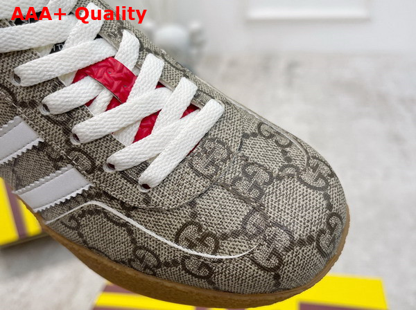 Adidas x Gucci Wedge Gazelle Sneaker in Beige and ebony GG Supreme Canvas 725655 Replica