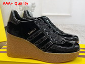 Adidas x Gucci Wedge Gazelle Sneaker in Black Velvet and Black Crocodile Leather Print 725627 Replica