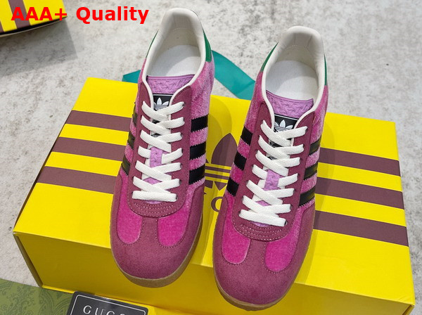 Adidas x Gucci Wedge Gazelle Sneaker in Pink Velvet with Dark Pink Suede 725627 Replica