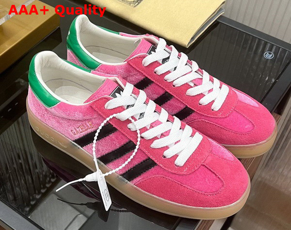 Adidas x Gucci Womens Gazelle Sneaker in Pink Velvet 707864 Replica