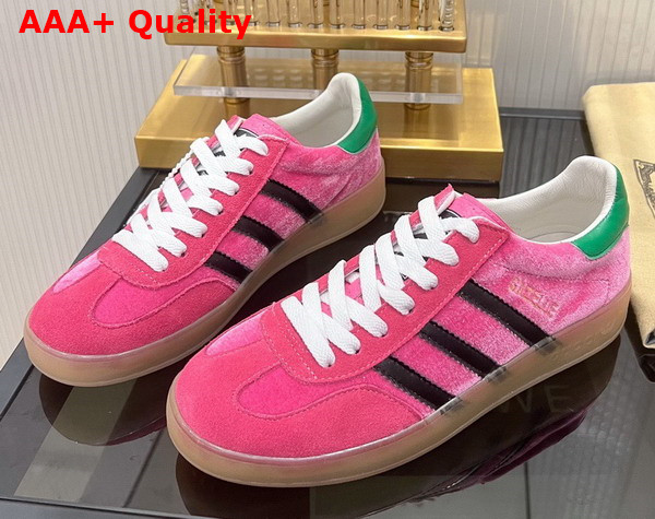 Adidas x Gucci Womens Gazelle Sneaker in Pink Velvet 707864 Replica