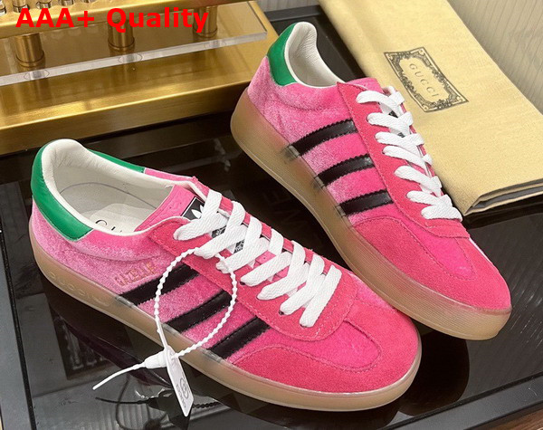 Adidas x Gucci Womens Gazelle Sneaker in Pink Velvet 707864 Replica