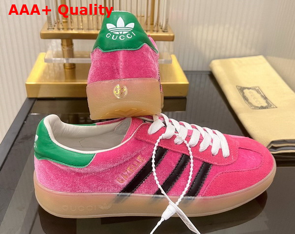 Adidas x Gucci Womens Gazelle Sneaker in Pink Velvet 707864 Replica