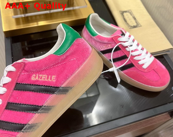 Adidas x Gucci Womens Gazelle Sneaker in Pink Velvet 707864 Replica