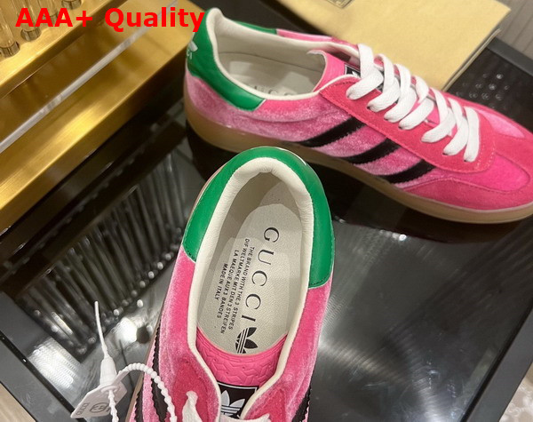 Adidas x Gucci Womens Gazelle Sneaker in Pink Velvet 707864 Replica