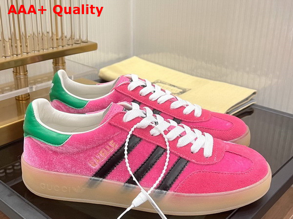 Adidas x Gucci Womens Gazelle Sneaker in Pink Velvet 707864 Replica