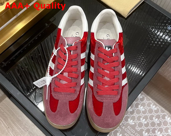 Adidas x Gucci Womens Gazelle Sneaker in Red Velvet 707864 Replica