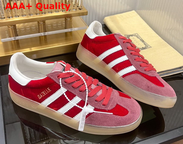 Adidas x Gucci Womens Gazelle Sneaker in Red Velvet 707864 Replica