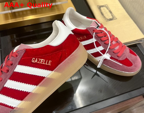 Adidas x Gucci Womens Gazelle Sneaker in Red Velvet 707864 Replica