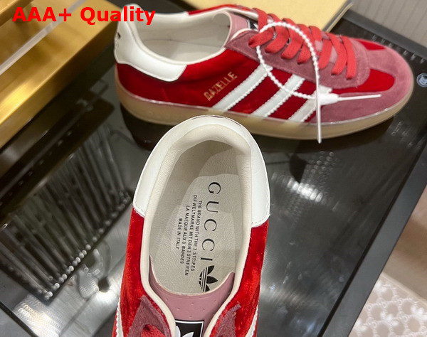 Adidas x Gucci Womens Gazelle Sneaker in Red Velvet 707864 Replica