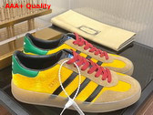 Adidas x Gucci Womens Gazelle Sneaker in Yellow Velvet 707864 Replica