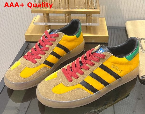 Adidas x Gucci Womens Gazelle Sneaker in Yellow Velvet 707864 Replica