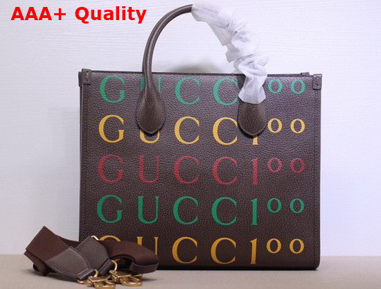 Gucci 100 Large Tote Bag Gucci 100 Print Brown Leather 676667 Replica