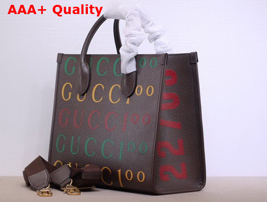 Gucci 100 Large Tote Bag Gucci 100 Print Brown Leather 676667 Replica