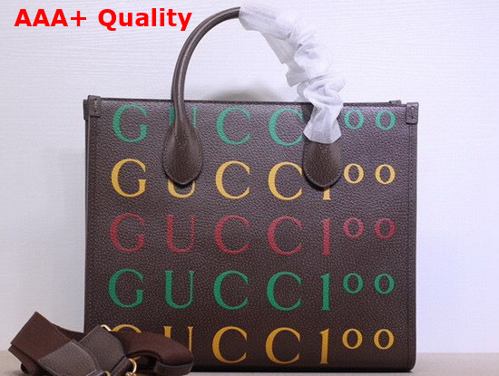 Gucci 100 Large Tote Bag Gucci 100 Print Brown Leather 676667 Replica