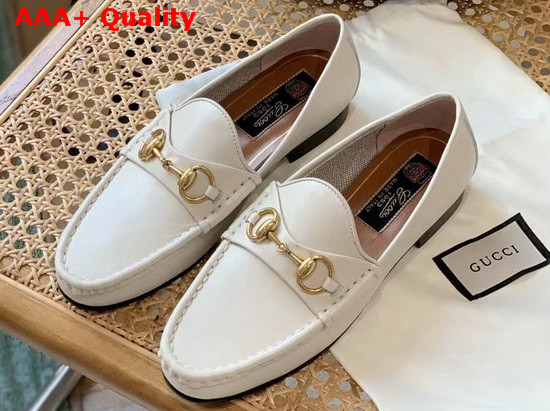 Gucci 1953 Horsebit Leather Loafer in White Leather 307929 Replica