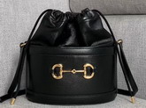 Gucci 1955 Horsebit Bucket Bag in Black Leather 602118