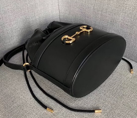 Gucci 1955 Horsebit Bucket Bag in Black Leather 602118