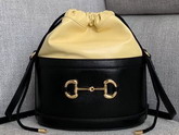 Gucci 1955 Horsebit Bucket Bag in Black and Butter Leather 602118