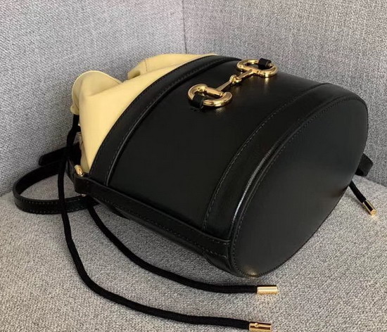 Gucci 1955 Horsebit Bucket Bag in Black and Butter Leather 602118