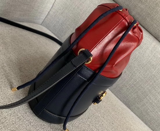 Gucci 1955 Horsebit Bucket Bag in Blue and Red Leather 602118