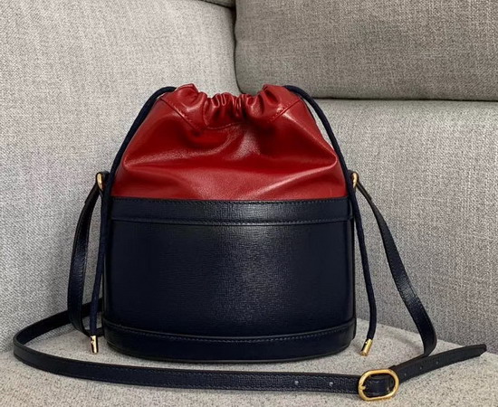 Gucci 1955 Horsebit Bucket Bag in Blue and Red Leather 602118