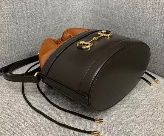 Gucci 1955 Horsebit Bucket Bag in Brown Leather 602118