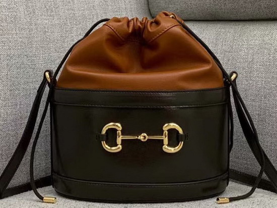 Gucci 1955 Horsebit Bucket Bag in Brown Leather 602118