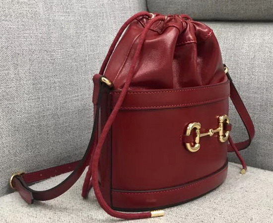 Gucci 1955 Horsebit Bucket Bag in Red Leather 602118