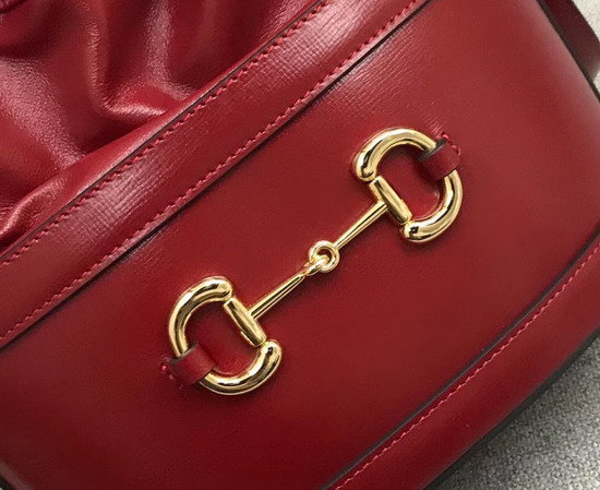 Gucci 1955 Horsebit Bucket Bag in Red Leather 602118