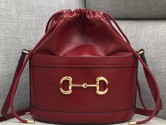 Gucci 1955 Horsebit Bucket Bag in Red Leather 602118