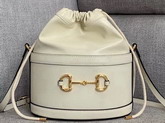 Gucci 1955 Horsebit Bucket Bag in White Leather 602118