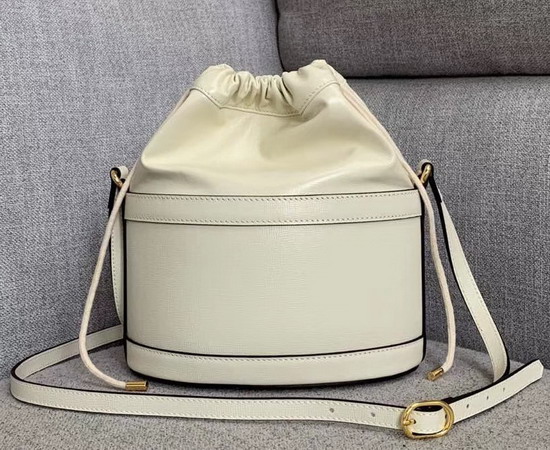 Gucci 1955 Horsebit Bucket Bag in White Leather 602118