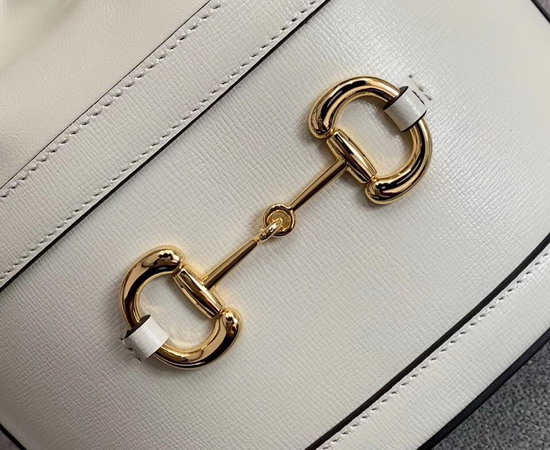 Gucci 1955 Horsebit Bucket Bag in White Leather 602118