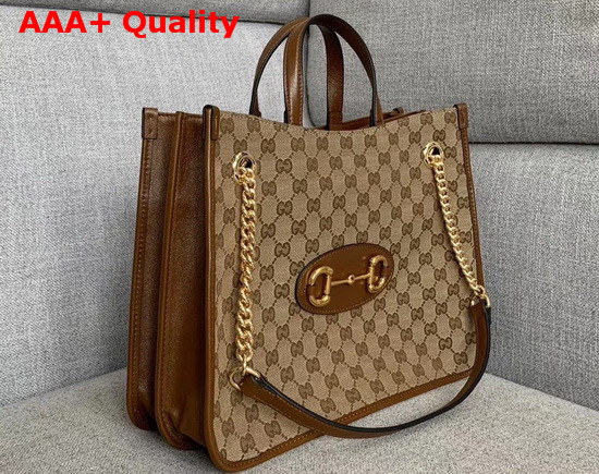 Gucci 1955 Horsebit Medium Tote Bag Original GG Brown 621144 Replica